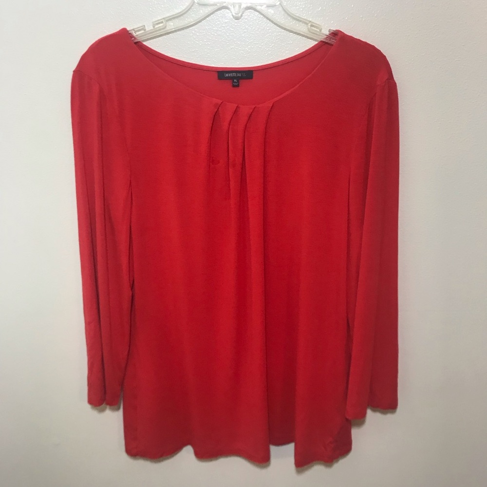 Lafayetter 148 Long Sleeve Blouse Red